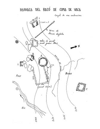 Esquema de la Jaça del Racó fet per Gil Roquet